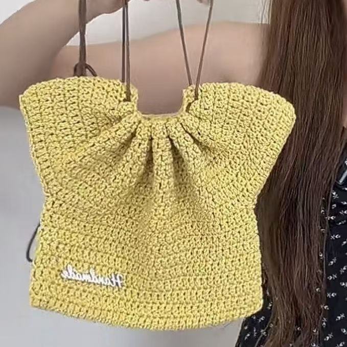 Multi-Color Dress Shaped Handmade Crochet Mini Bag