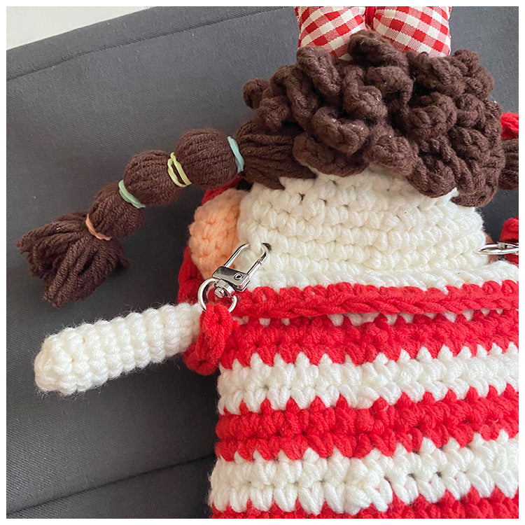 Handmade Crochet Big Mouth Girl Crossbody Bag