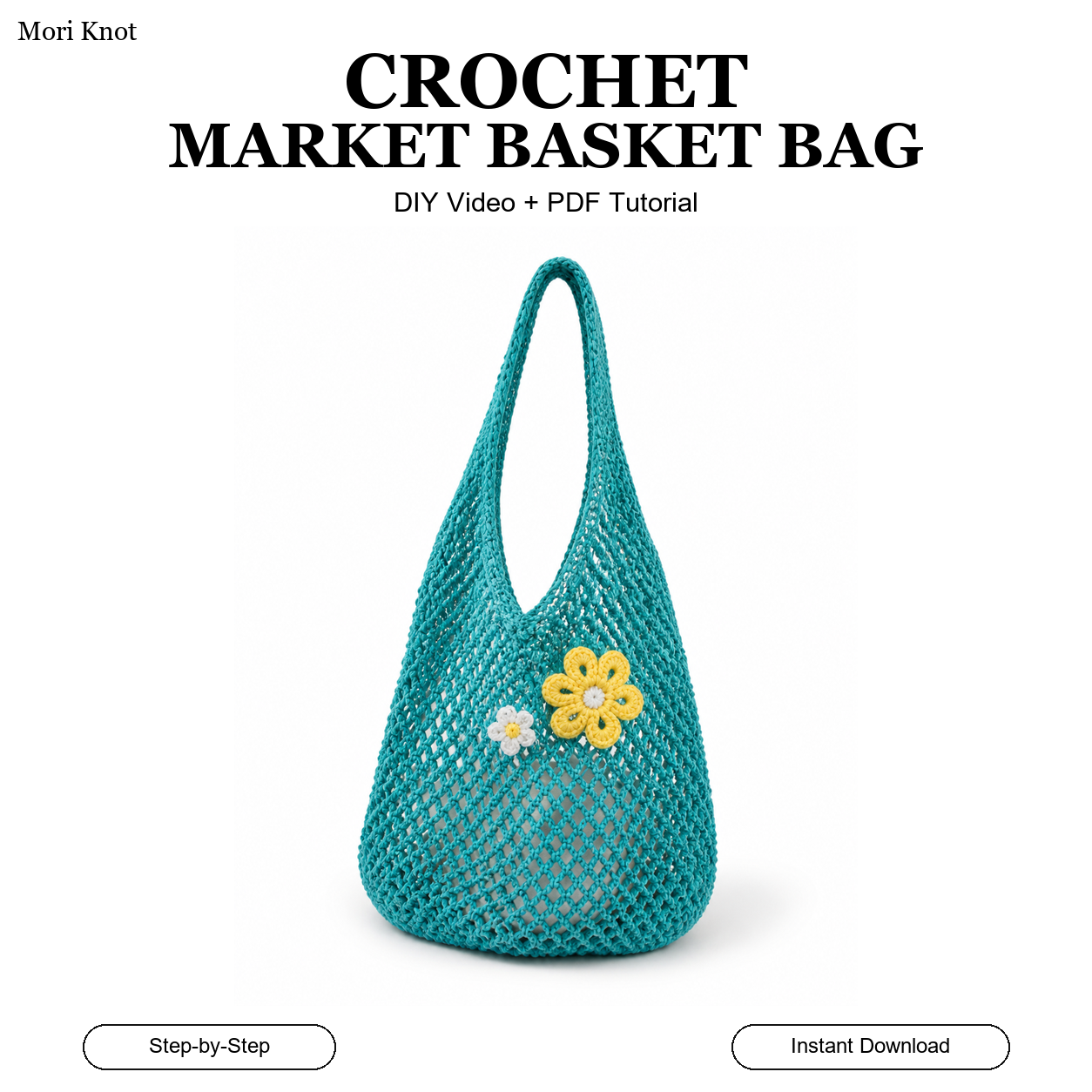 Crochet Market Basket Shoulder Bag Video and PDF Tutorial