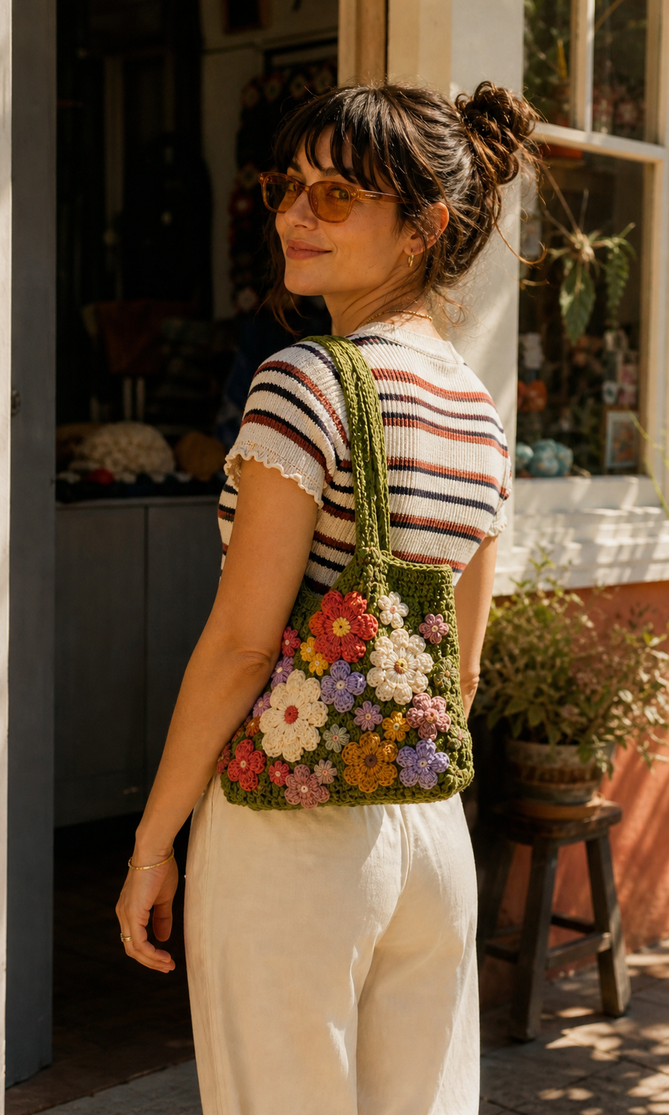 Mori Knot crochet bag styled after dark