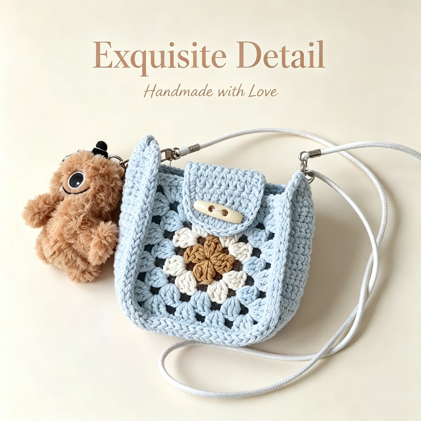Handmade Crochet Style Floral Crossbody Mini Bag