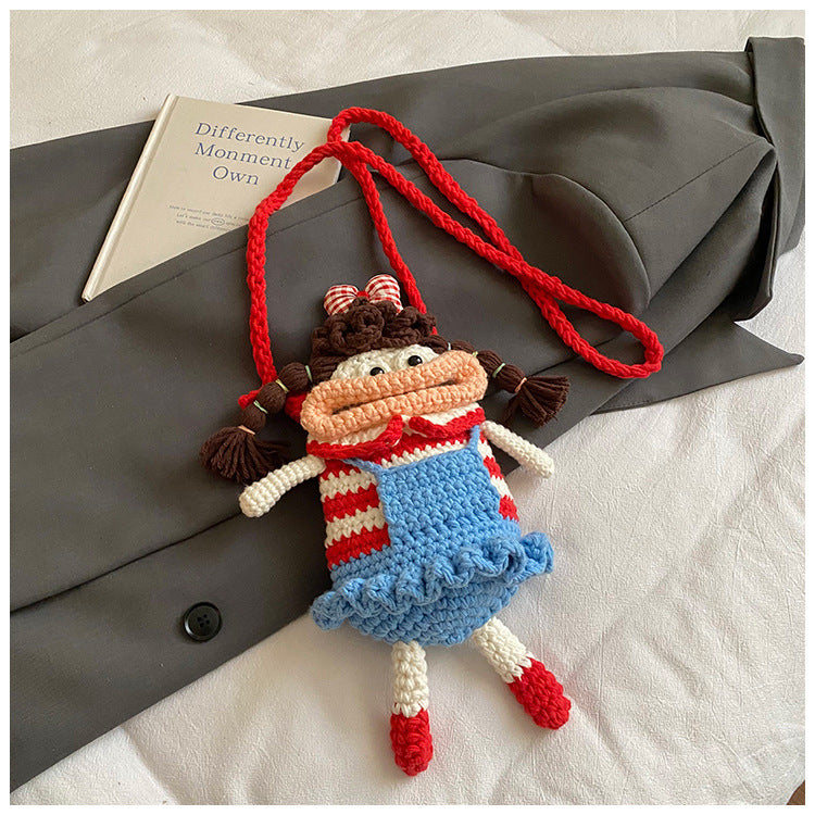 Handmade Crochet Big Mouth Girl Crossbody Bag