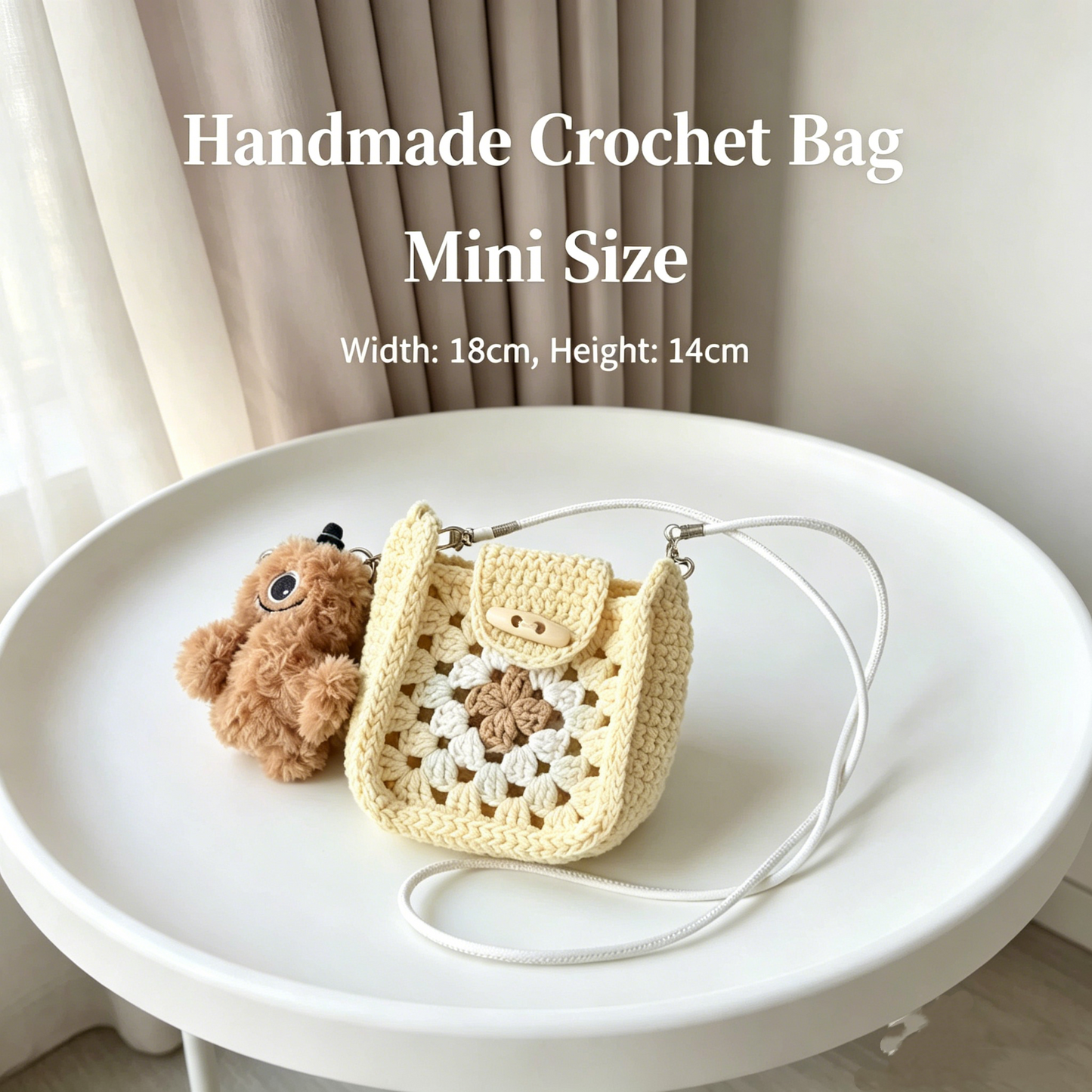 Handmade Crochet Style Floral Crossbody Mini Bag