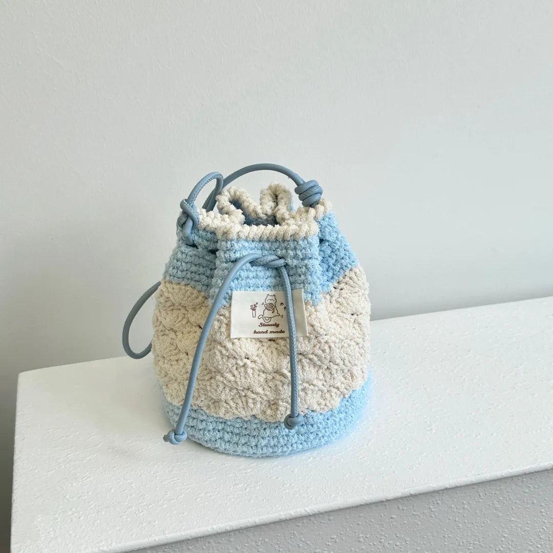 Crochet Puff Bucket Bag Pattern | PDF Diagram + Video Tutorial Instant Download