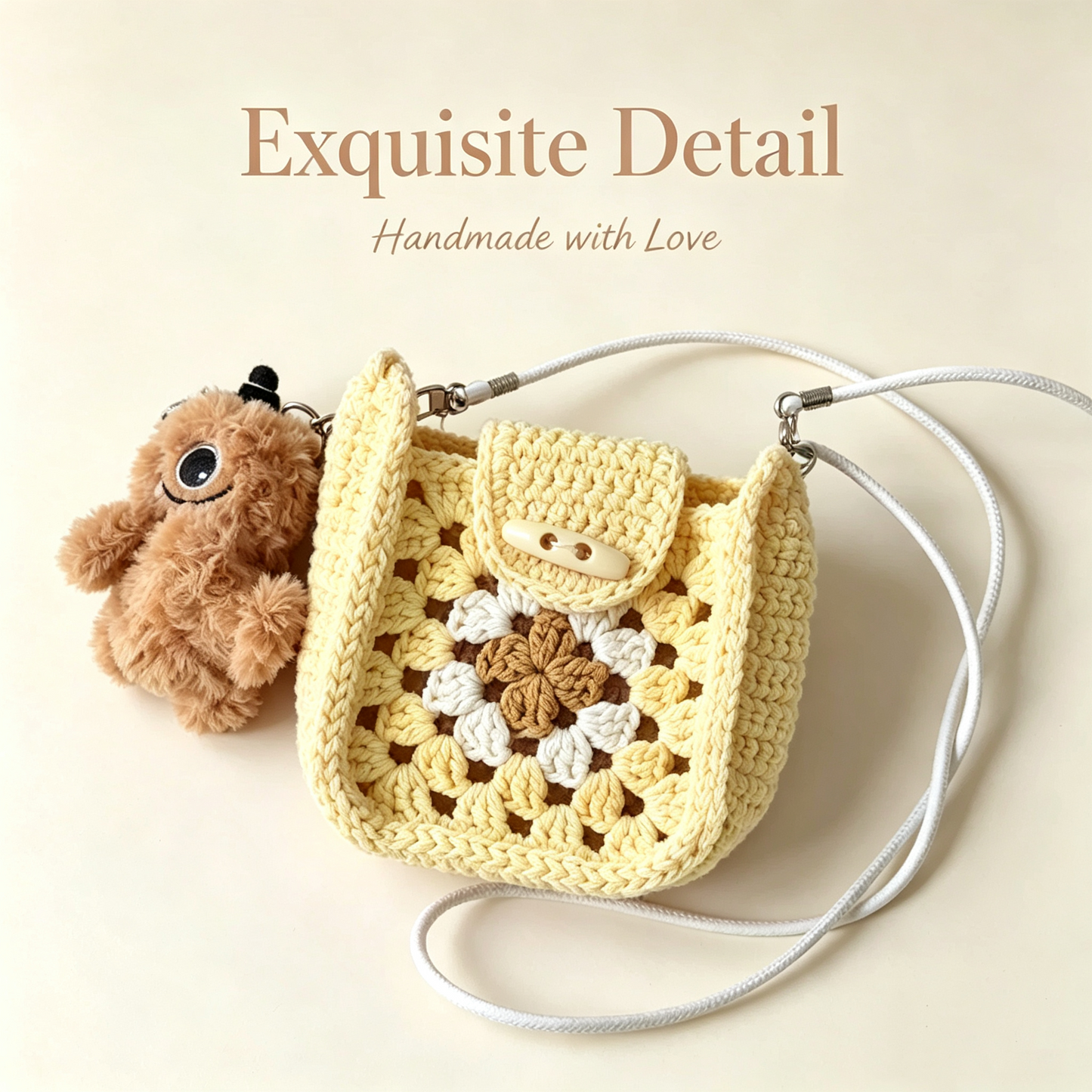 Handmade Crochet Style Floral Crossbody Mini Bag