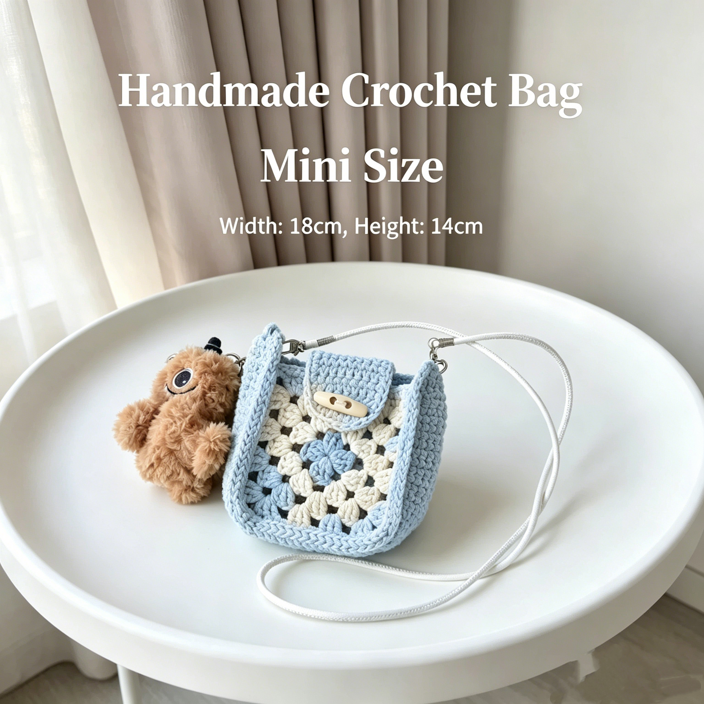 Handmade Crochet Style Floral Crossbody Mini Bag