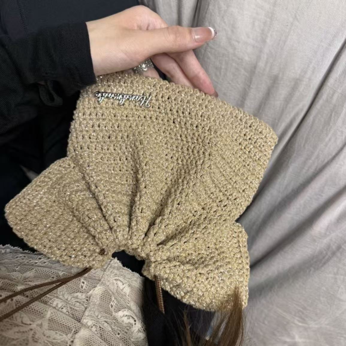 Multi-Color Dress Shaped Handmade Crochet Mini Bag