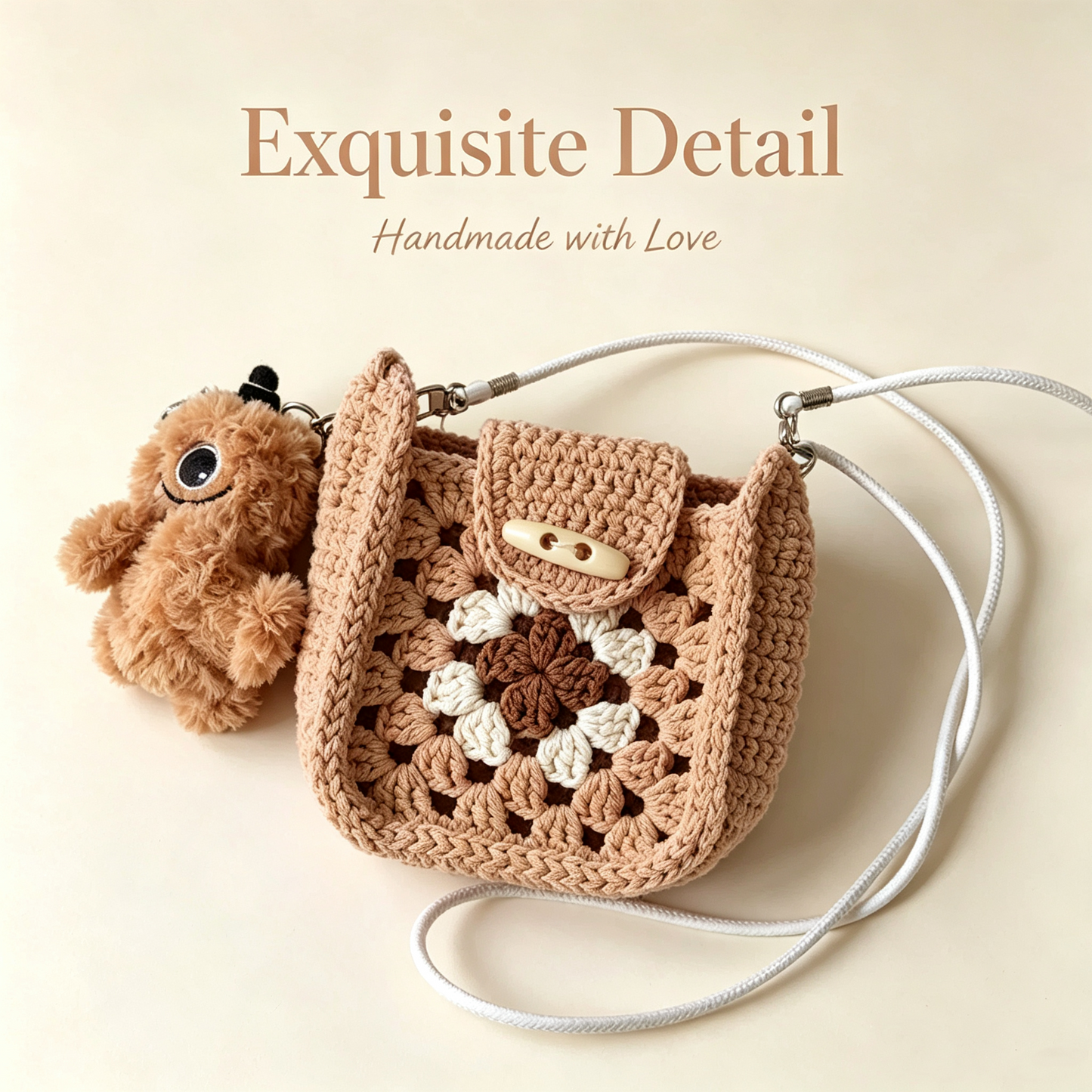Handmade Crochet Style Floral Crossbody Mini Bag