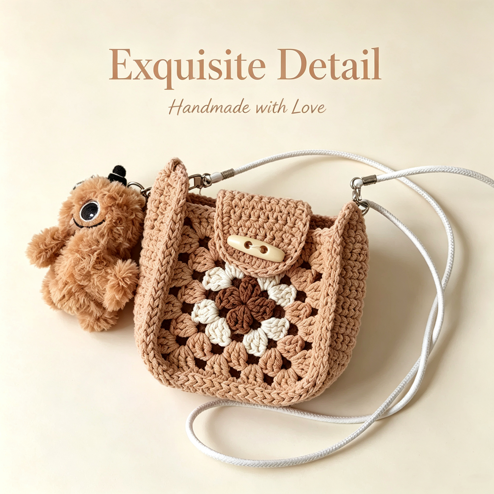 Handmade Crochet Style Floral Crossbody Mini Bag