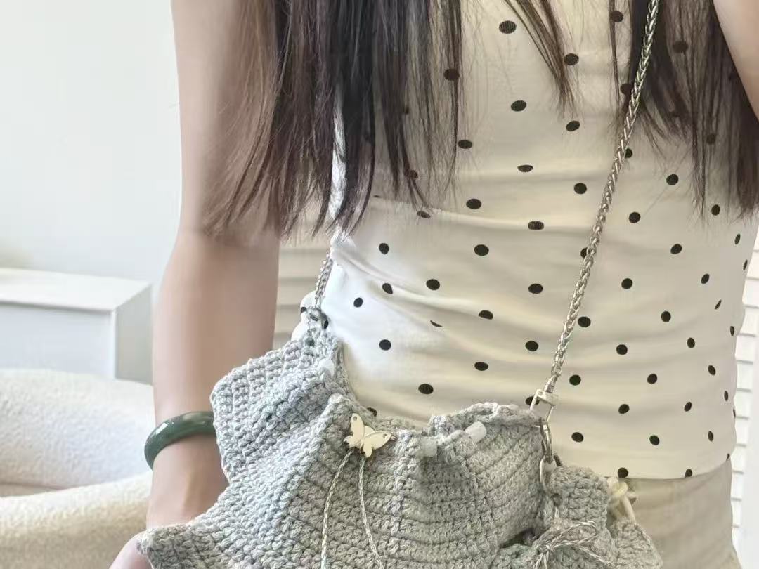 Handmade Ballet Dress Shaped Crochet Mini Crossbody Bag