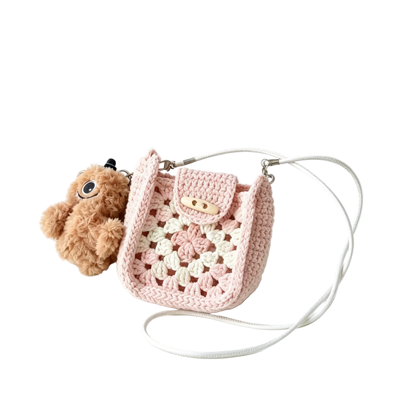 Handmade Crochet Style Floral Crossbody Mini Bag
