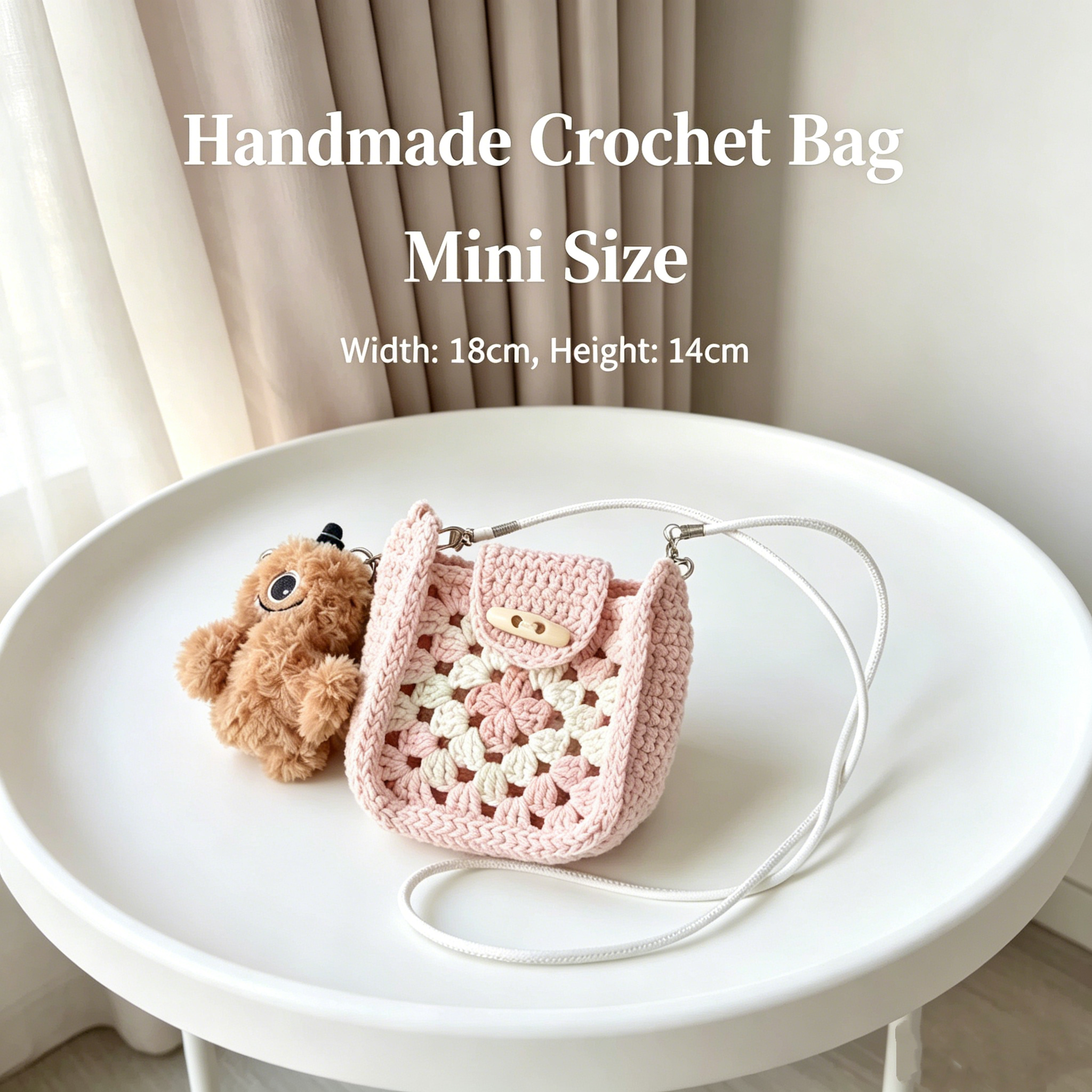 Handmade Crochet Style Floral Crossbody Mini Bag