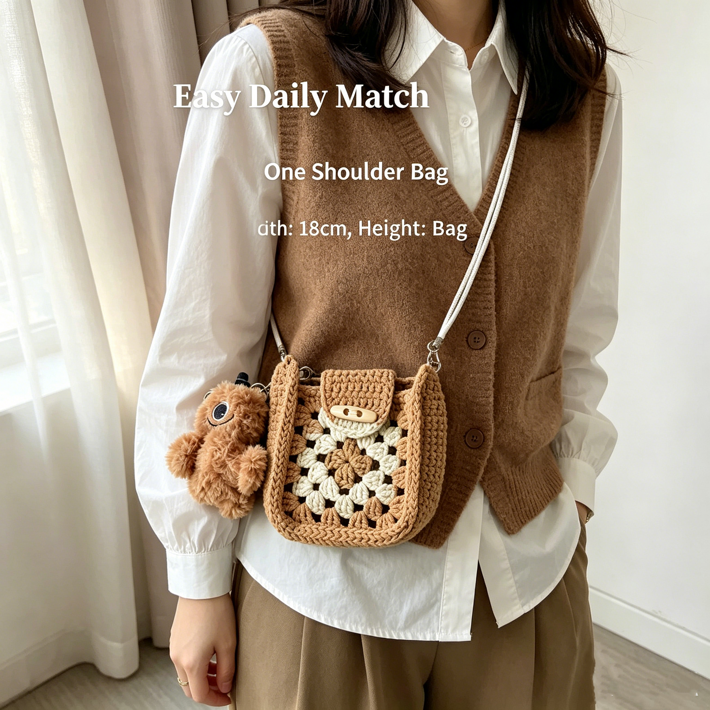 Handmade Crochet Style Floral Crossbody Mini Bag