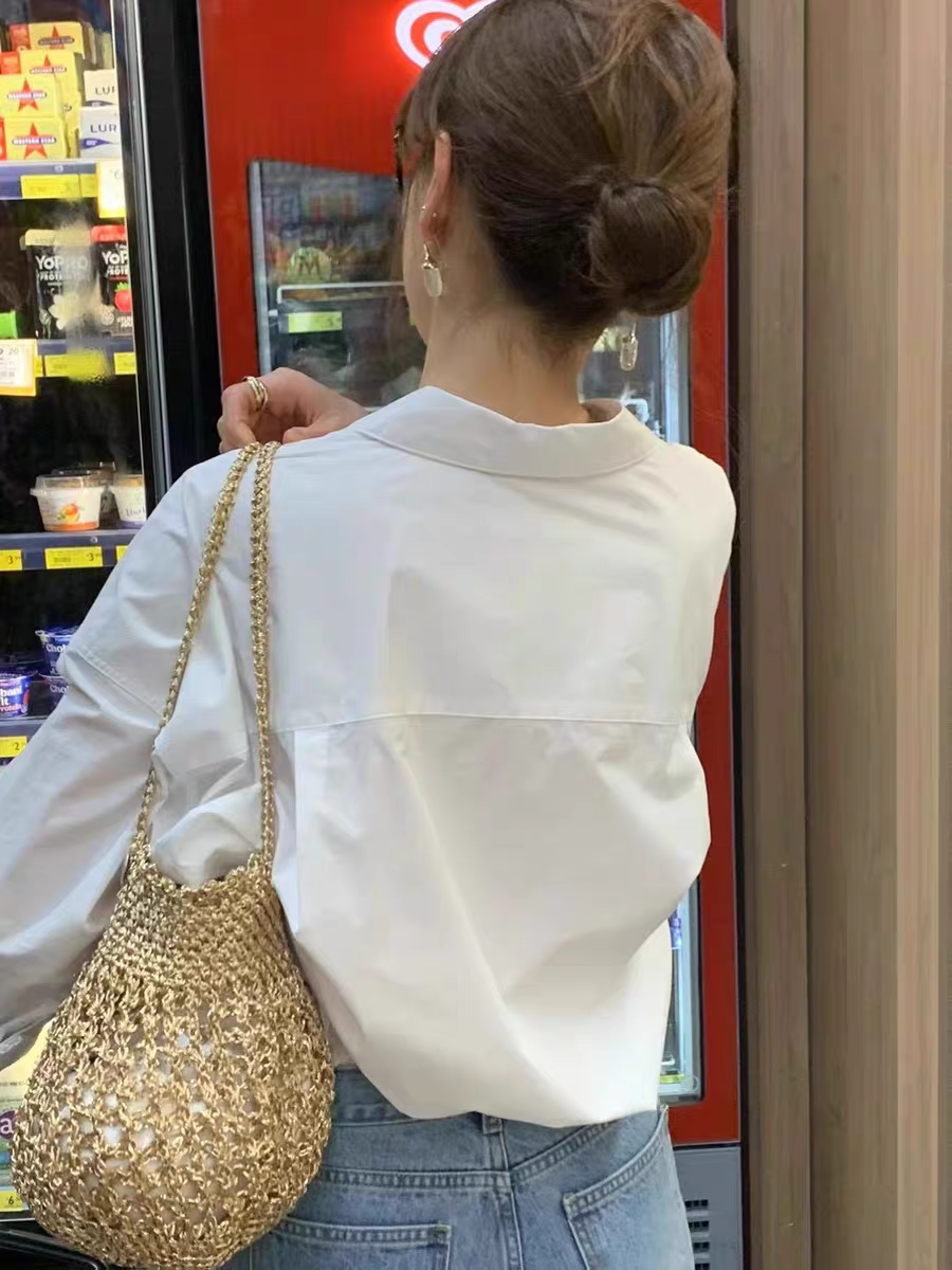 Metallic Gold Thread Crochet Hollow Shoulder Bag Summer Beach Tote