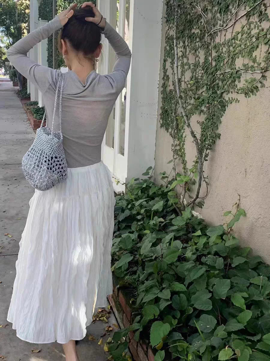 Metallic Gold Thread Crochet Hollow Shoulder Bag Summer Beach Tote