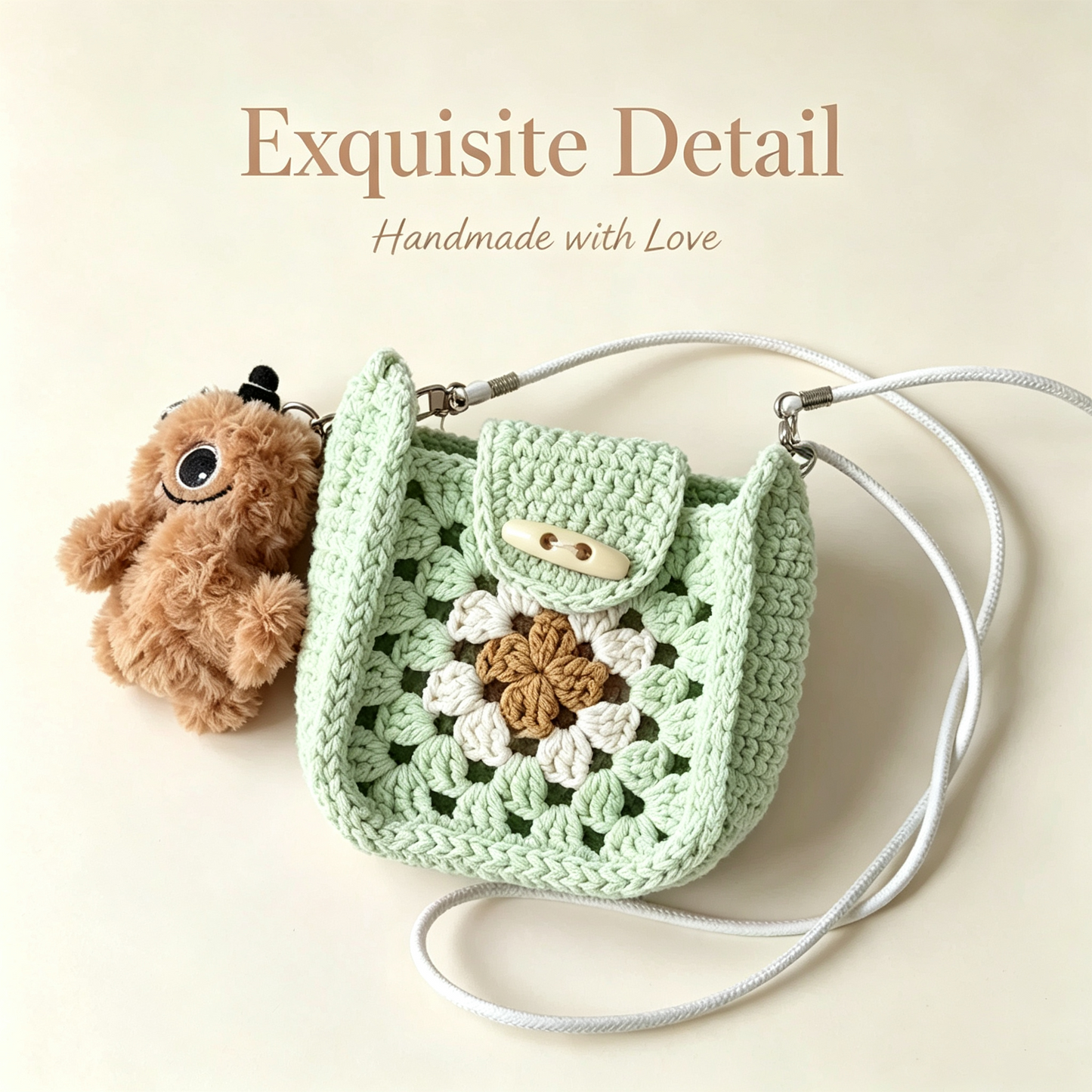Handmade Crochet Style Floral Crossbody Mini Bag