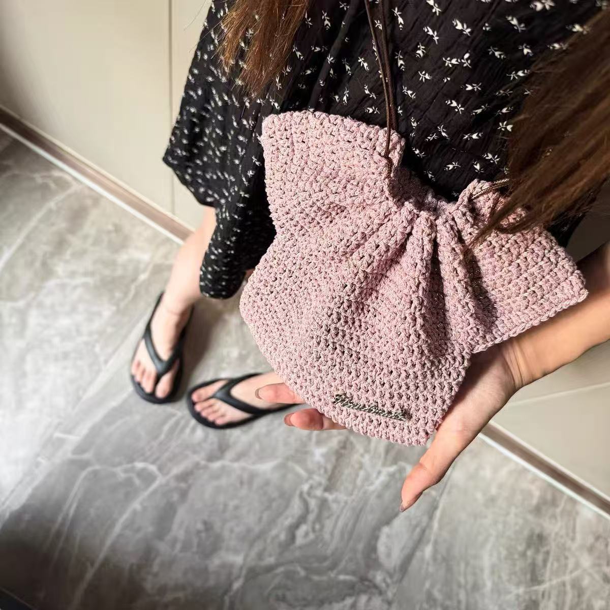 Multi-Color Dress Shaped Handmade Crochet Mini Bag