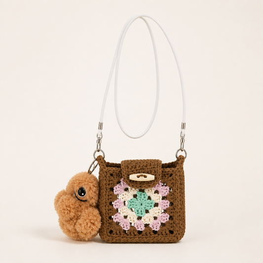 Handmade Crochet Style Floral Crossbody Mini Bag