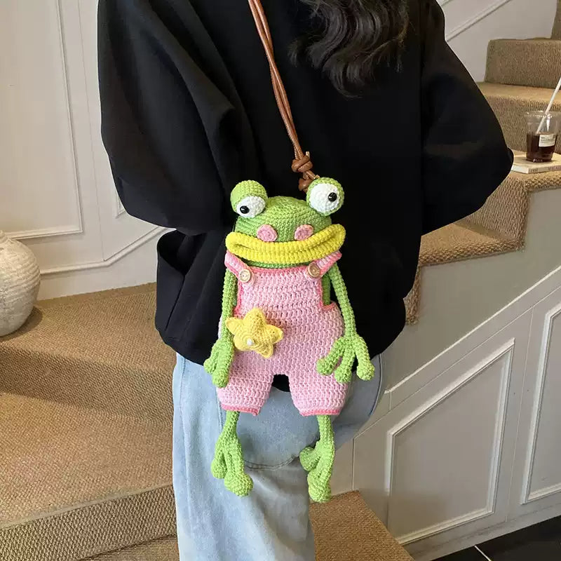 3D Frog Overalls Crossbody Bag Crochet PDF Pattern With Video