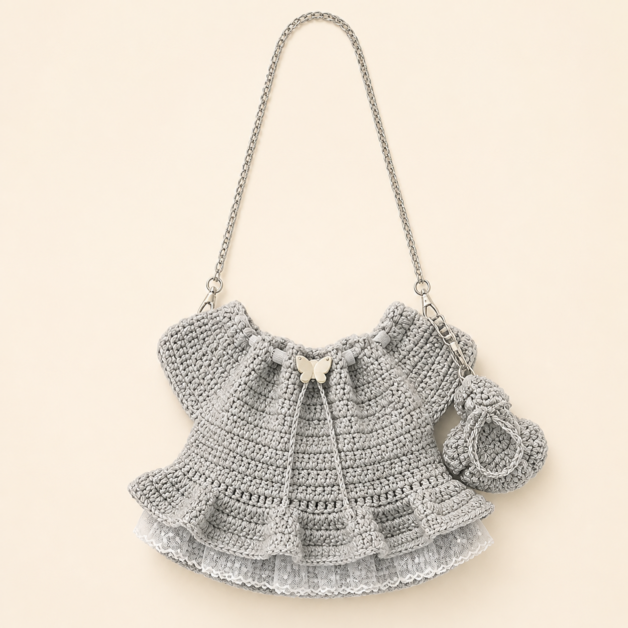 Handmade Ballet Dress Shaped Crochet Mini Crossbody Bag