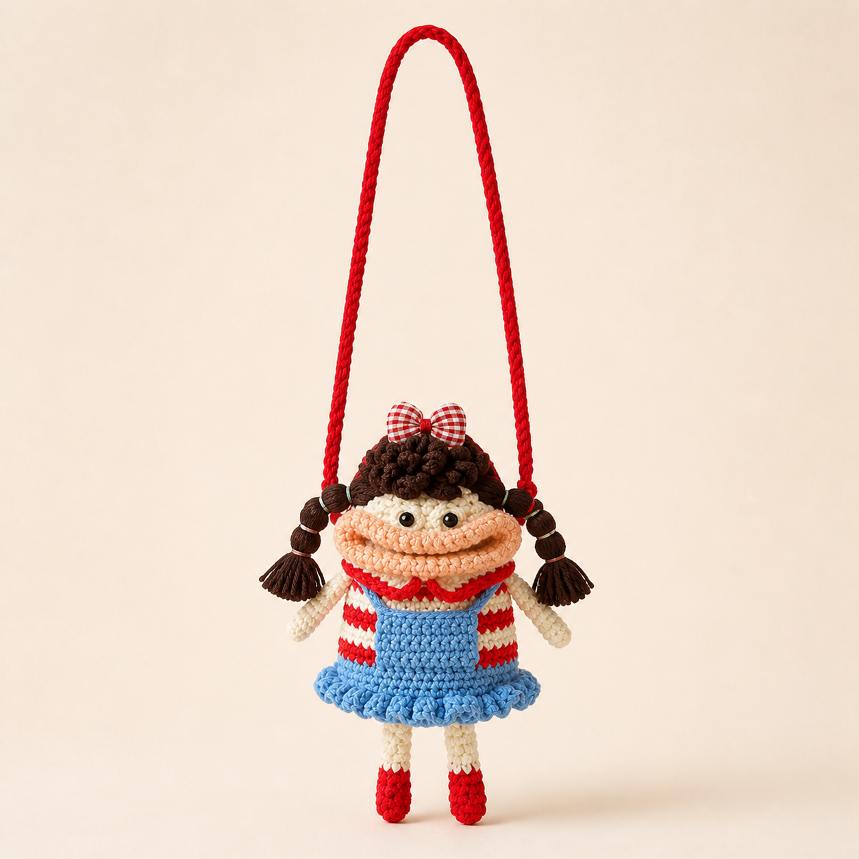 Handmade Crochet Big Mouth Girl Crossbody Bag