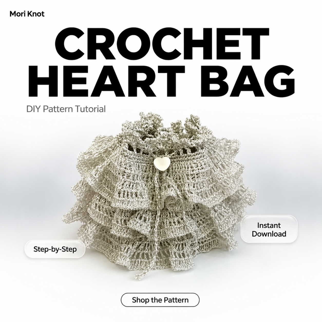 Crochet Heart Bag DIY Pattern Tutorial Instant Download