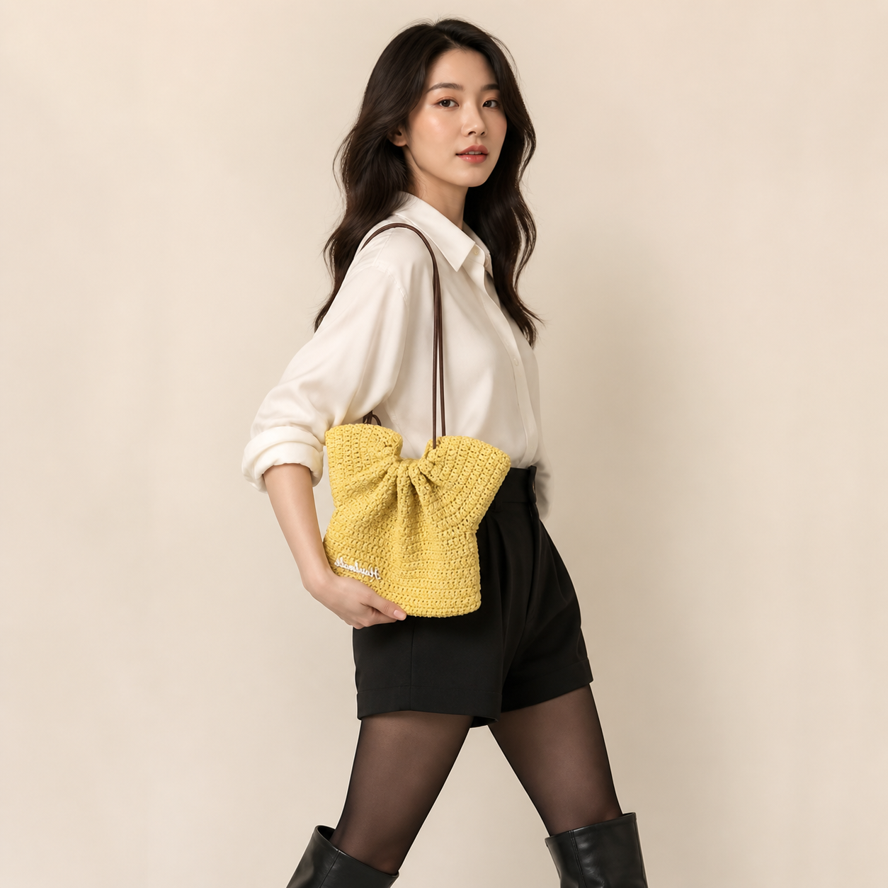 Multi-Color Dress Shaped Handmade Crochet Mini Bag