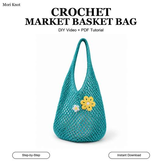 Crochet Market Basket Shoulder Bag Video and PDF Tutorial