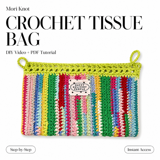 Colorful Scrap Yarn Crochet Tissue Bag Video and PDF Tutorial