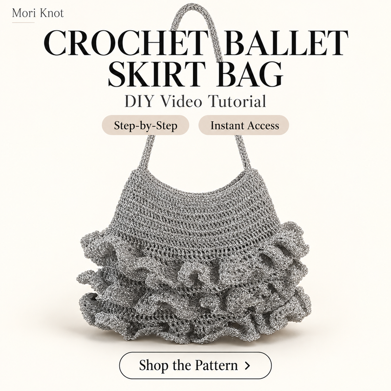 Ballet Skirt Crochet Bag DIY Video Tutorial by Mori Knot