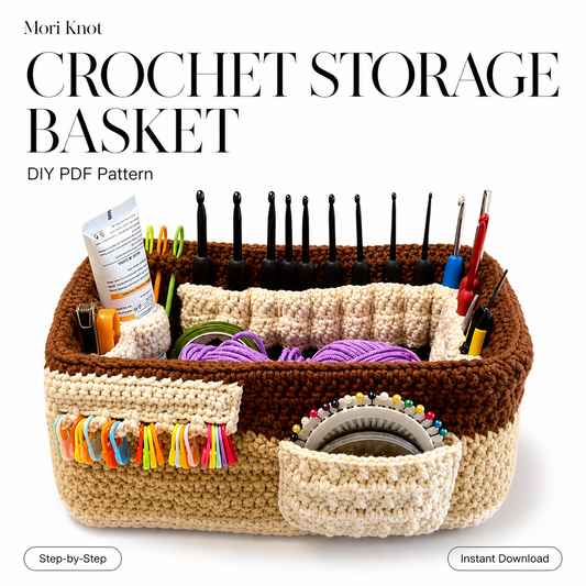 Multi-Pocket Crochet Storage Basket PDF Pattern
