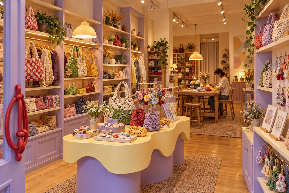 Inside the colorful Mori Knot crochet studio