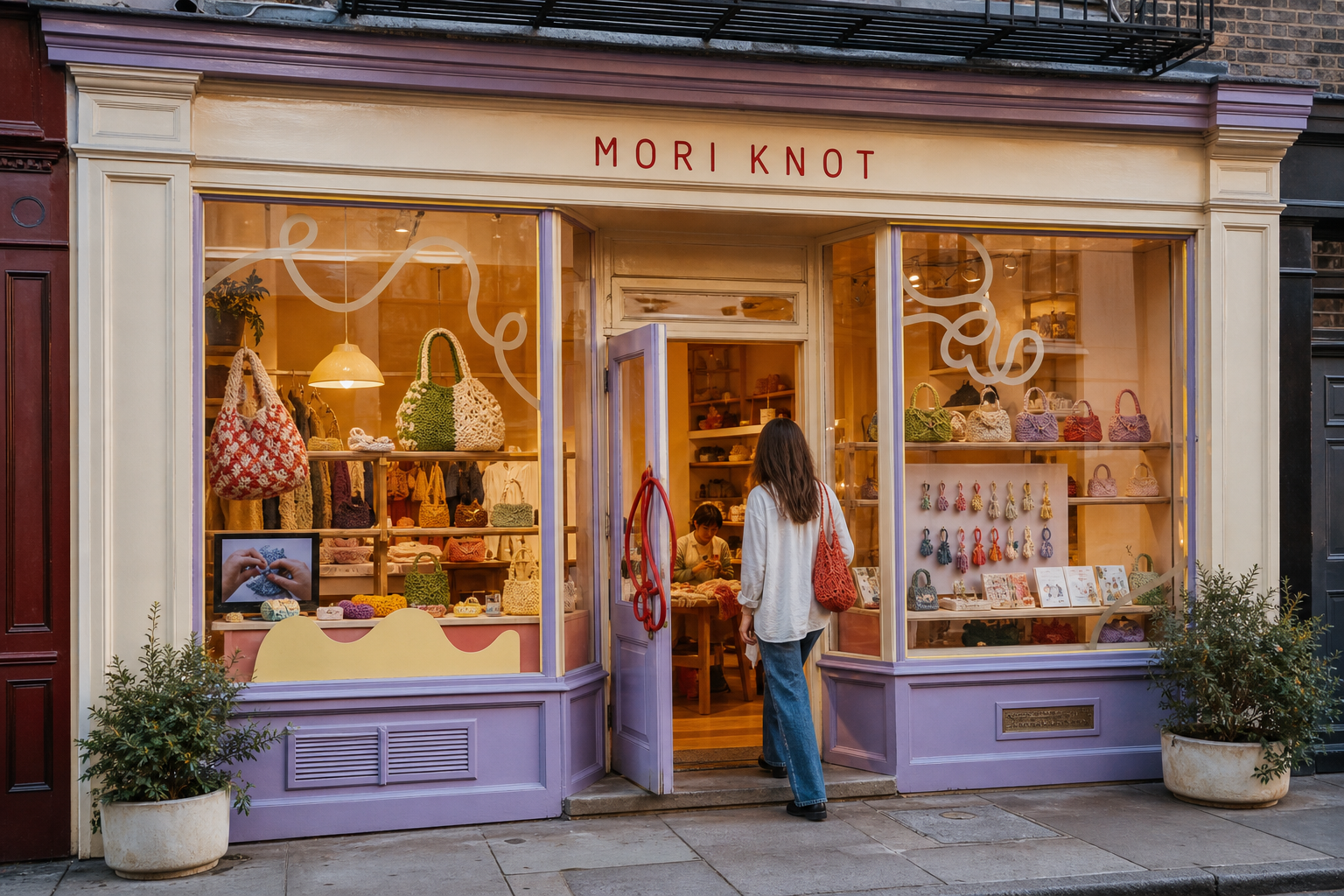 The welcoming Mori Knot handmade studio storefront
